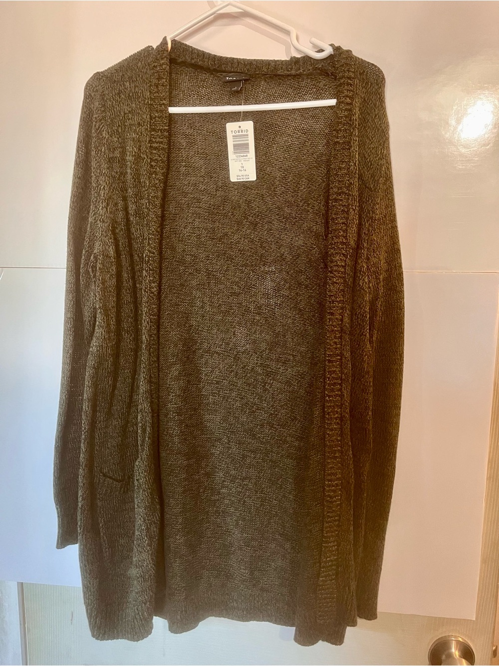 torrid olive green open-front knit cardigan